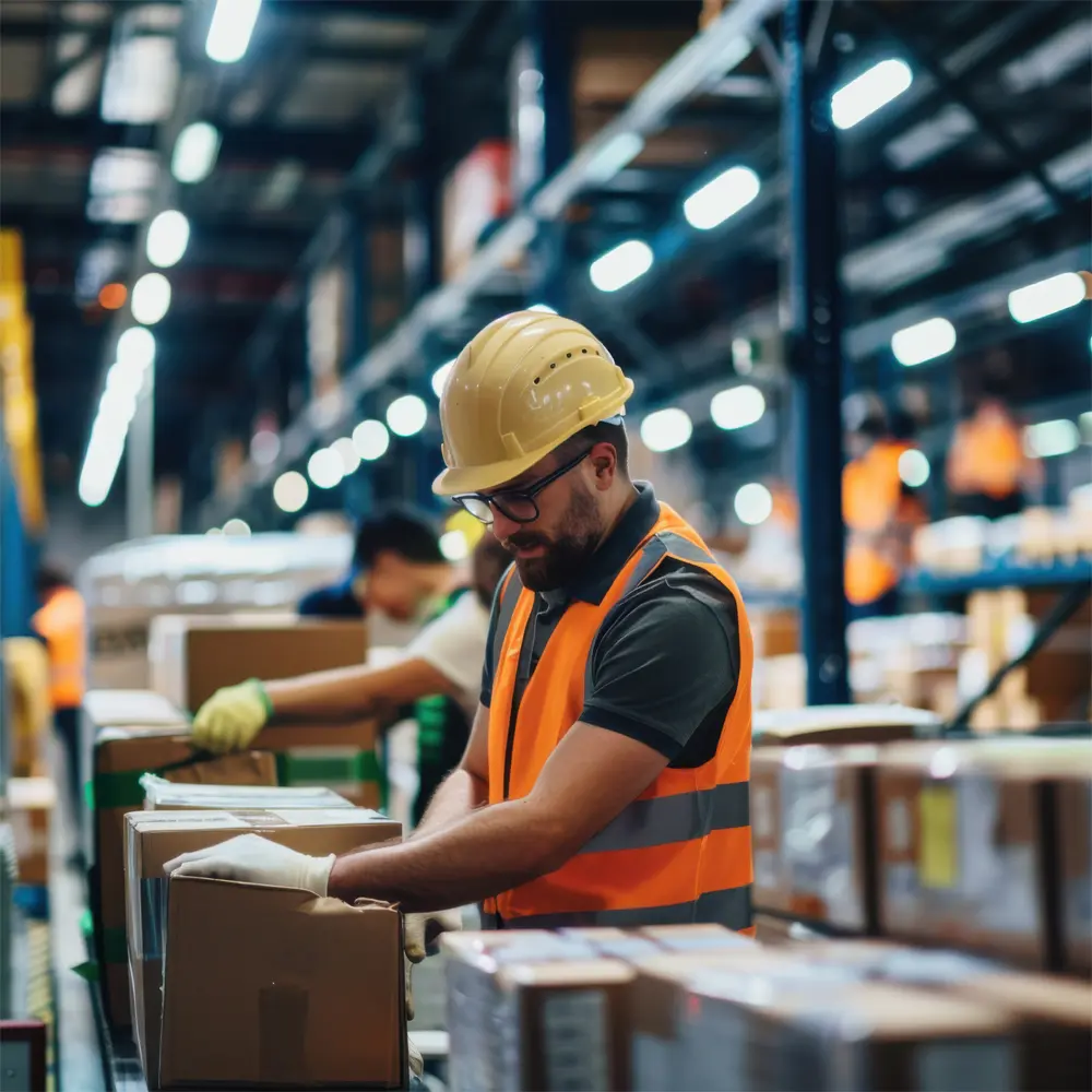 Packing workers